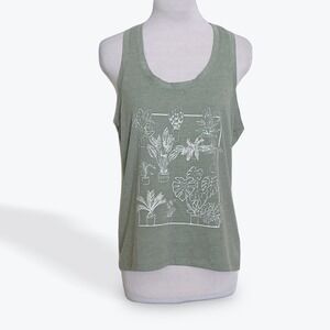 Isaac Morris Ltd Womens Sage Green Plant Graphic Racerback Tank Top Size M